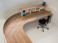 Arbeitsplatztheke Dekor Magnolia und Kirsche Havanna, geschlitzte Edelstahlblende